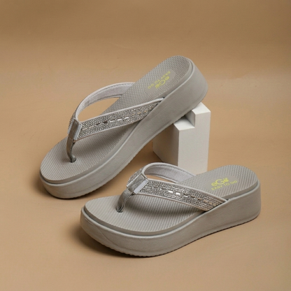 Women’s Rhinestone Platform Flip Flops – Lightweight Comfort Wedge Slippers