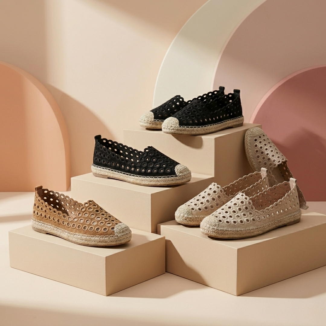 Espadrilles plates ajourées respirantes pour femme – Chaussures décontractées légères à enfiler