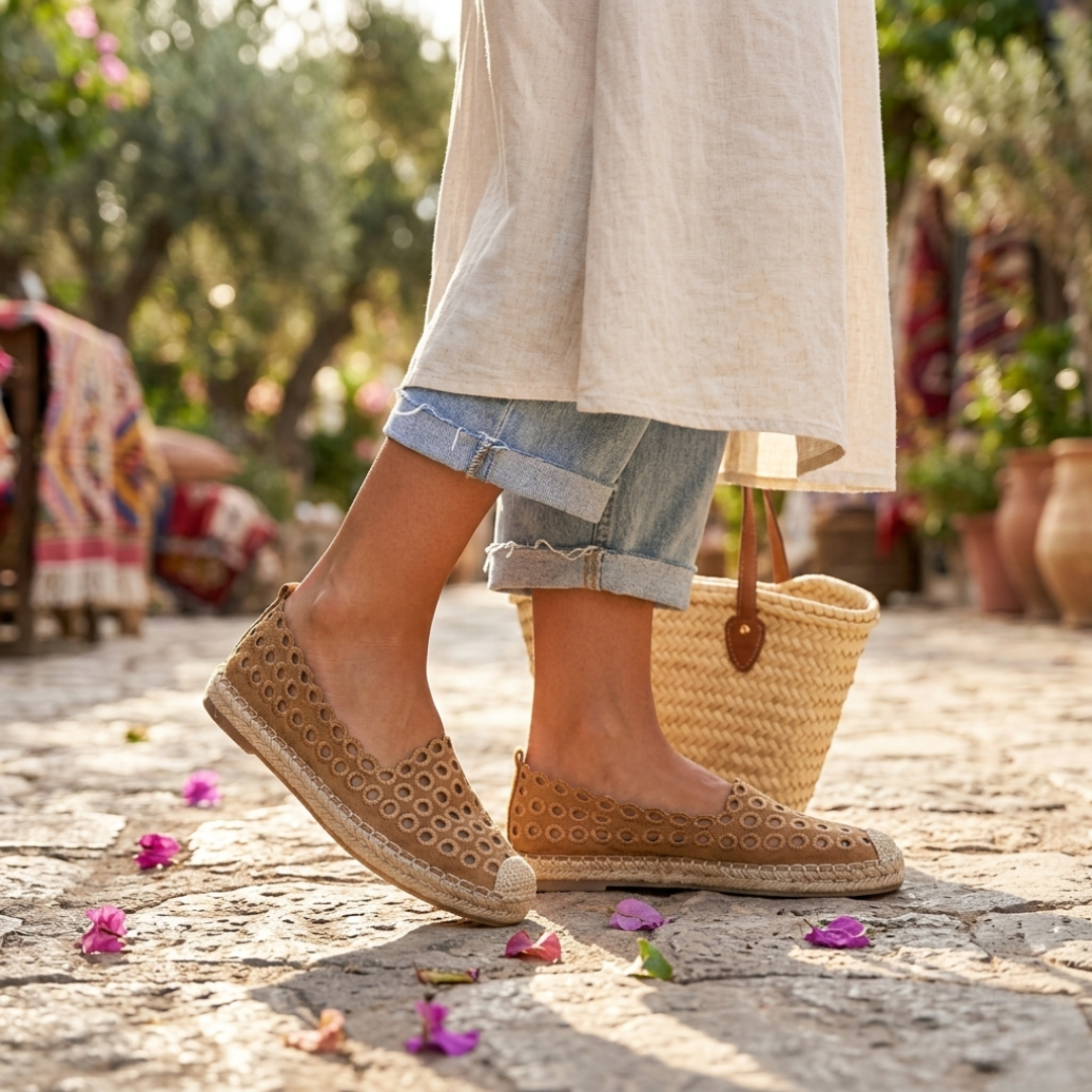 Espadrilles plates ajourées respirantes pour femme – Chaussures décontractées légères à enfiler