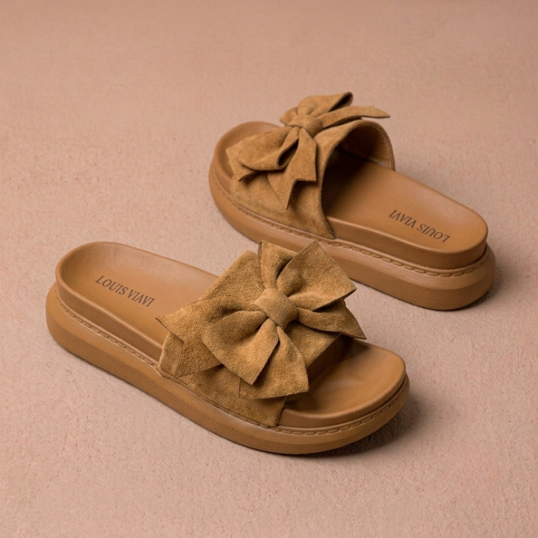Sandales à plateforme surdimensionnées à nœud pour femmes – Claquettes confortables et à la mode