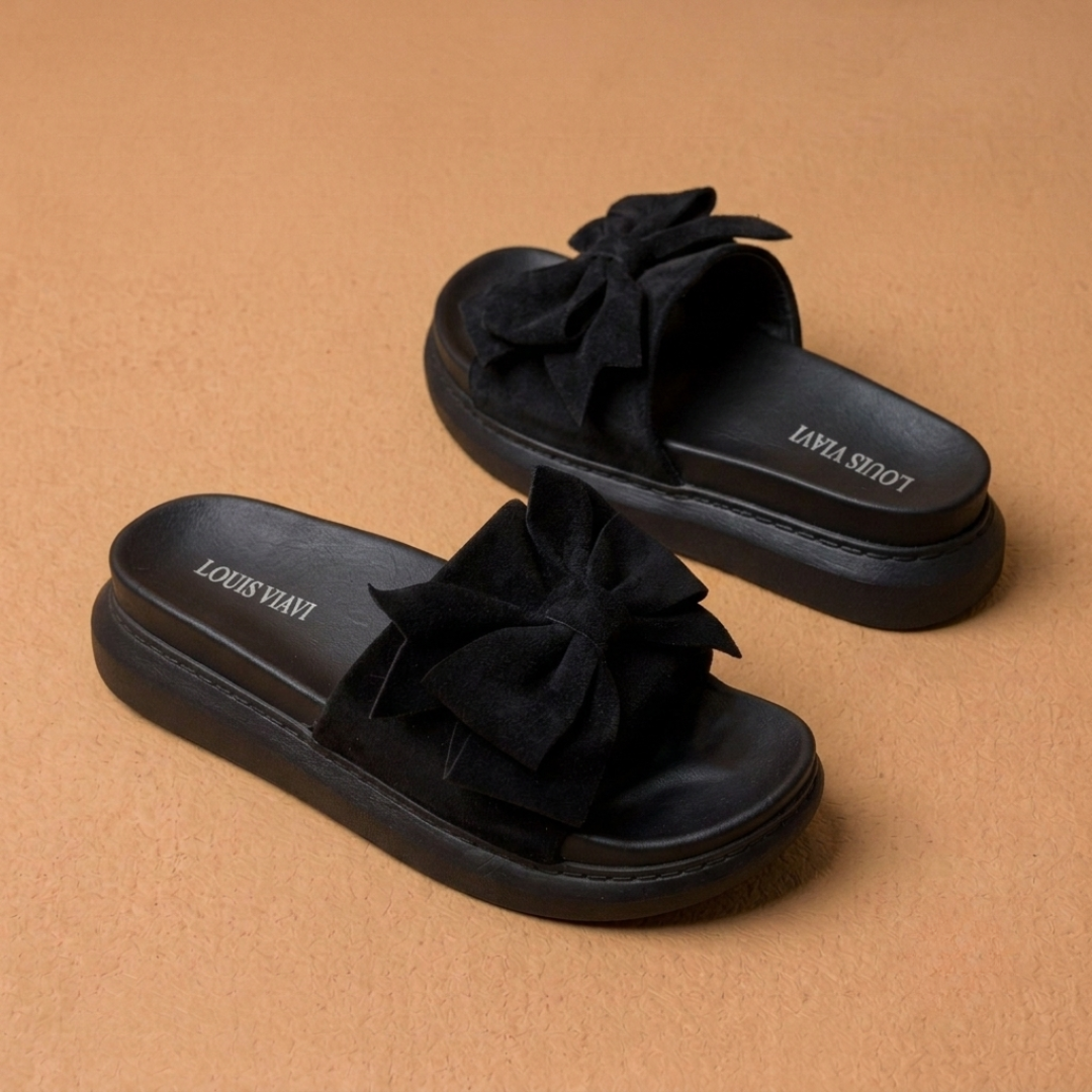 Sandales à plateforme surdimensionnées à nœud pour femmes – Claquettes confortables et à la mode