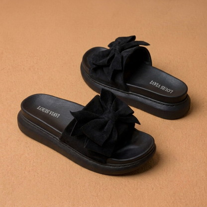 Sandales à plateforme surdimensionnées à nœud pour femmes – Claquettes confortables et à la mode