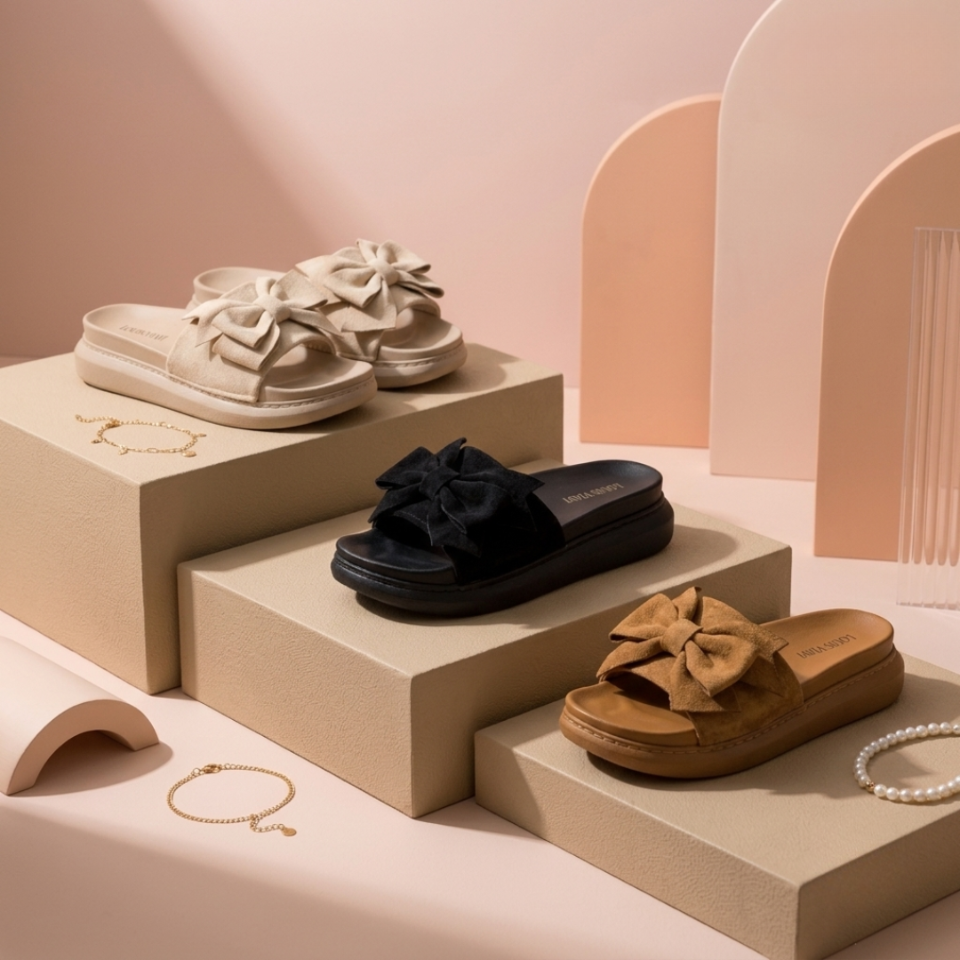 Sandales à plateforme surdimensionnées à nœud pour femmes – Claquettes confortables et à la mode