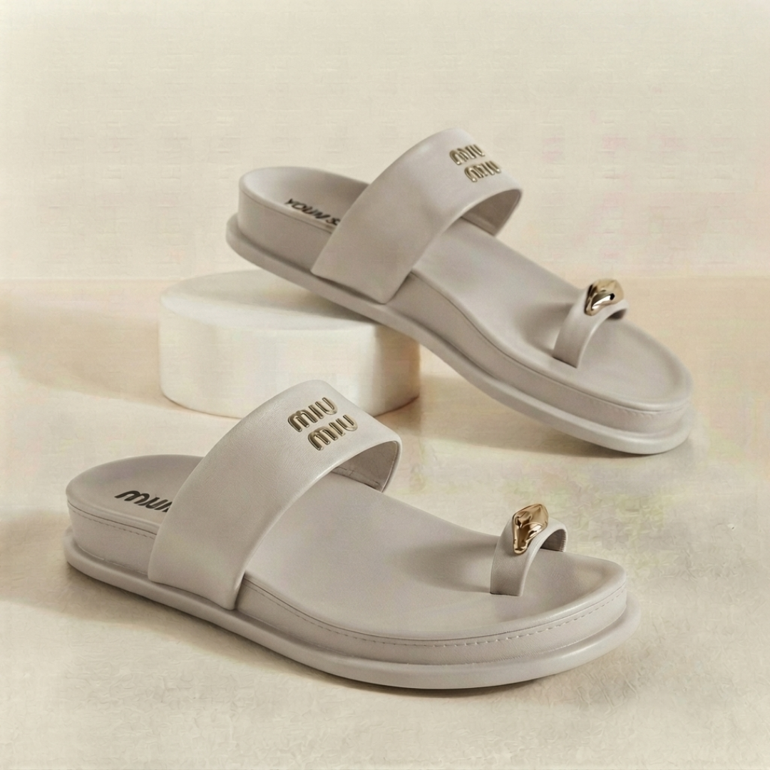 Sandales Confortables Plates à Anneau d'Orteil Premium Femme | Chaussons Légers Décontractés