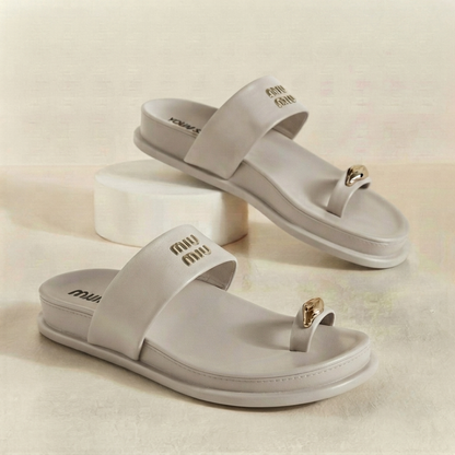 Sandales Confortables Plates à Anneau d'Orteil Premium Femme | Chaussons Légers Décontractés