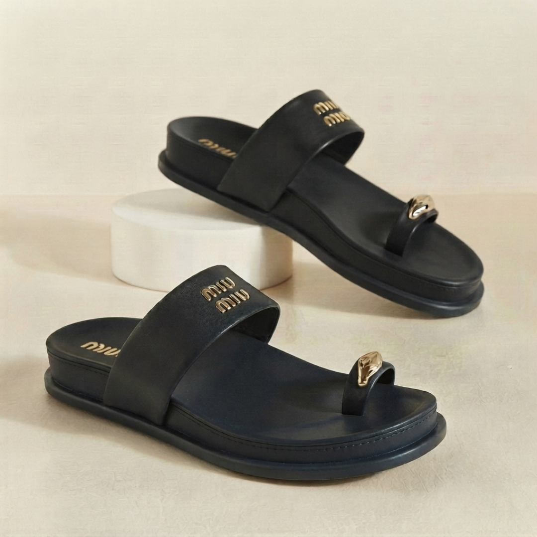Sandales Confortables Plates à Anneau d'Orteil Premium Femme | Chaussons Légers Décontractés