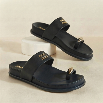 Sandales Confortables Plates à Anneau d'Orteil Premium Femme | Chaussons Légers Décontractés