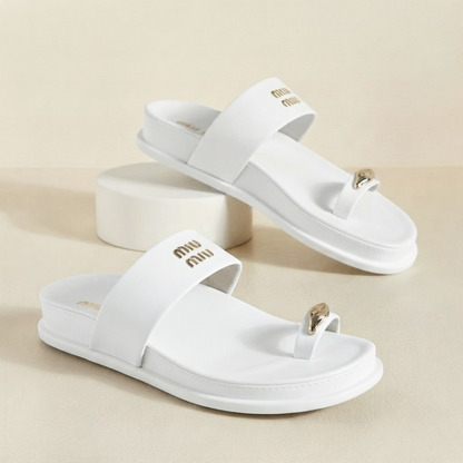 Sandales Confortables Plates à Anneau d'Orteil Premium Femme | Chaussons Légers Décontractés