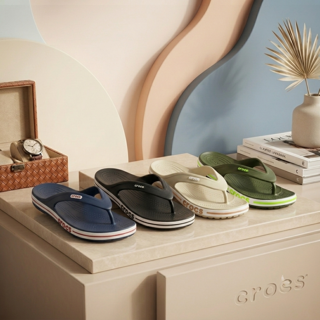 Crocs CR02 Men's Lightweight Comfort Flip-Flops | Cushioned Casual Thong Sandals | Anti-Slip Everyday Slippers