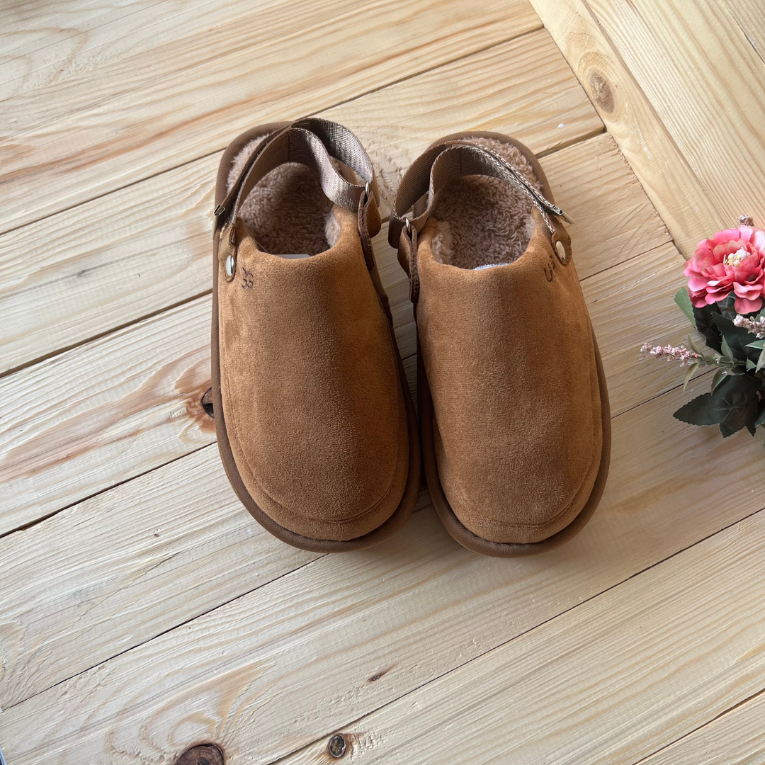 Sabots d'hiver en daim UGG – Mocassins chauds doublés en polaire pour femmes