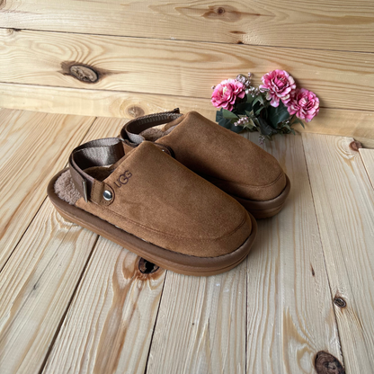 Sabots d'hiver en daim UGG – Mocassins chauds doublés en polaire pour femmes