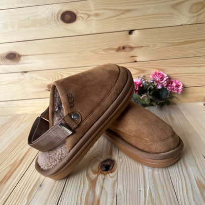 Sabots d'hiver en daim UGG – Mocassins chauds doublés en polaire pour femmes