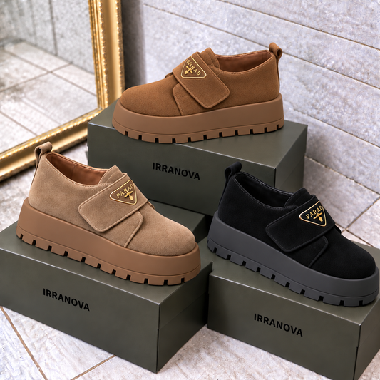 Chaussures à plateforme effet daim pour femme avec bride réglable – Style quotidien