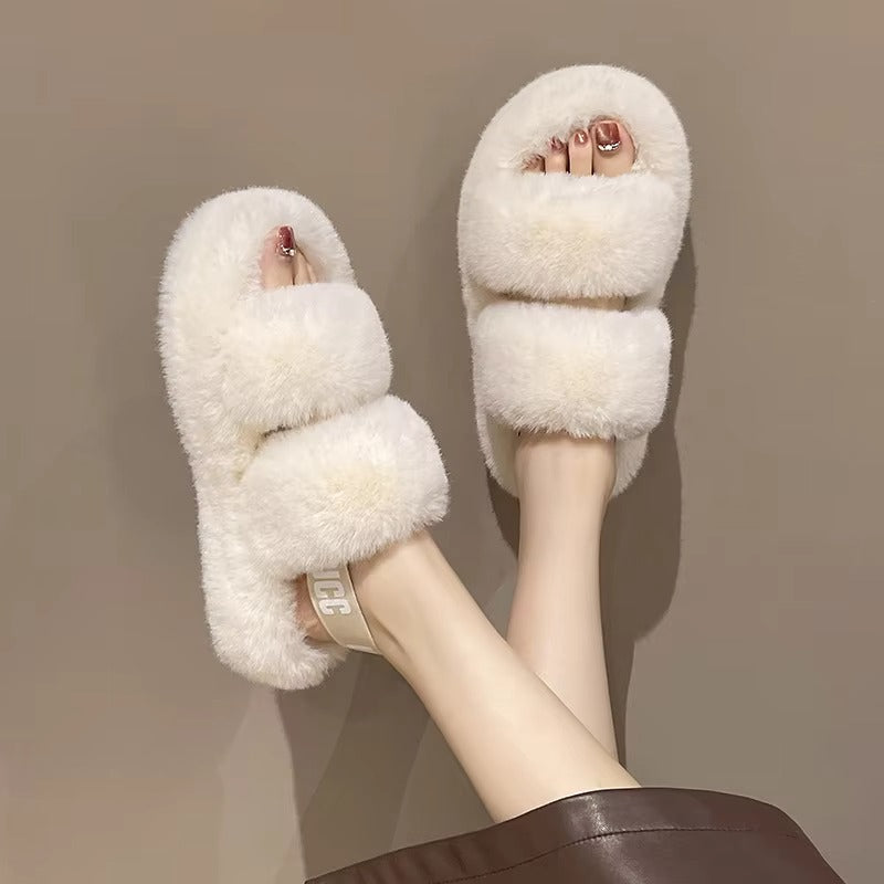 Warm women s slippers with a modern Korean touch for fall and winter 2