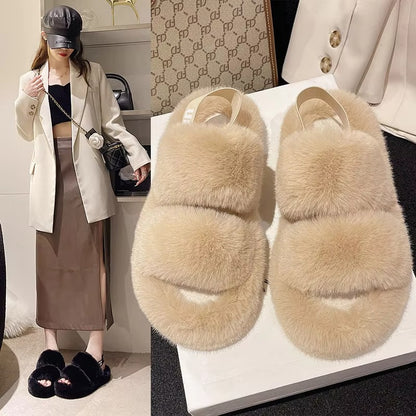 Warm women's slippers with a modern Korean touch for fall and winter 2025