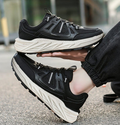 حذاء رياضي رجالي شبكي ذو نعل سميك - قابل للتهوية، أنيق ومريح