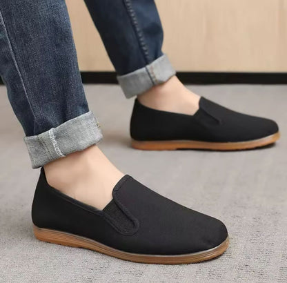 أحذية بيجين القديمة الرجالية المصنوعة من القماش - أحذية عمل غير رسمية بنعل ناعم قابل للتنفس ومضادة للانزلاق مناسبة لفصل الربيع والخريف.