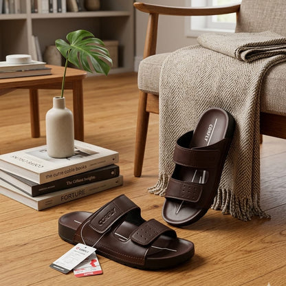 Men’s Casual Double Strap Slide Sandals – Comfortable Soft Sole Summer Slippers