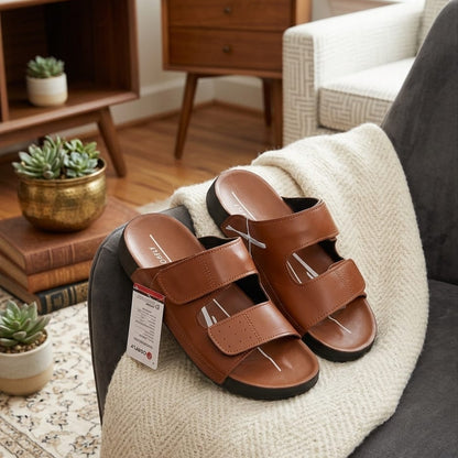 Men’s Casual Double Strap Slide Sandals – Comfortable Soft Sole Summer Slippers
