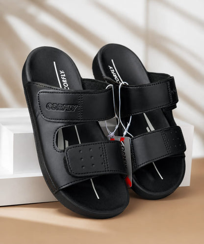 Men’s Casual Double Strap Slide Sandals – Comfortable Soft Sole Summer Slippers