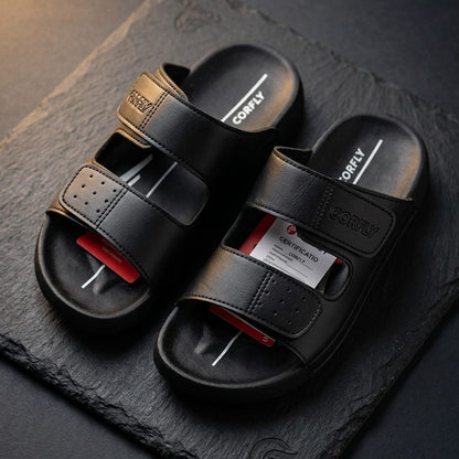 Men’s Casual Double Strap Slide Sandals – Comfortable Soft Sole Summer Slippers