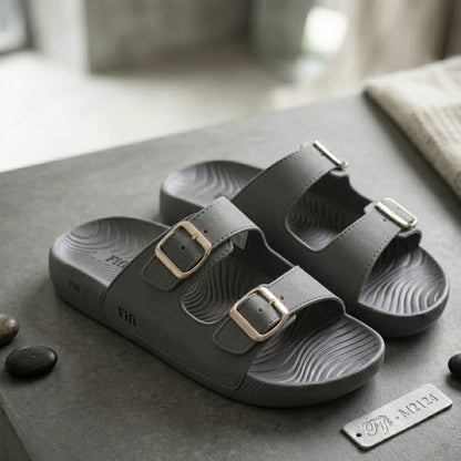 Men’s Double Buckle Comfort Slides – Casual Anti-Slip Open Toe Sandals