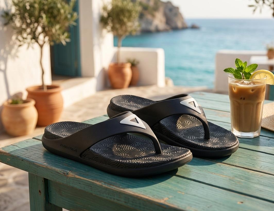 Tongs confort homme pour l'été – Sandales de plage légères à semelle souple, claquettes décontractées antidérapantes pour l'extérieur 
