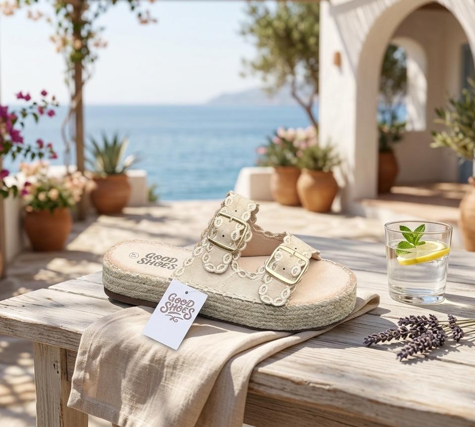 Women’s Bohemian Espadrille Platform Slide Sandals – Double Buckle Open Toe Summer Slippers