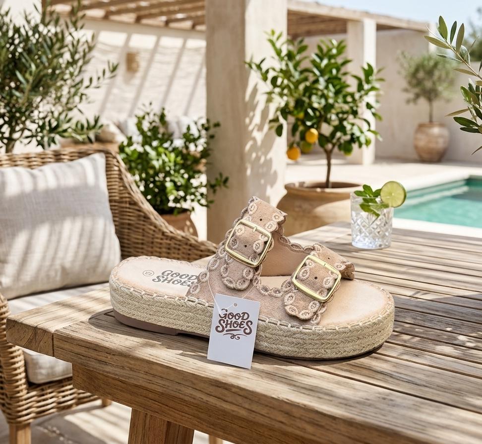 Women’s Bohemian Espadrille Platform Slide Sandals – Double Buckle Open Toe Summer Slippers
