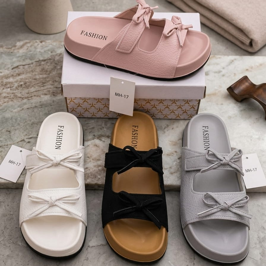Women Casual Bow Slide Sandals – Lightweight Summer Flat Slippers