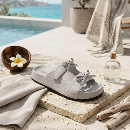 Women Casual Bow Slide Sandals – Lightweight Summer Flat Slippers