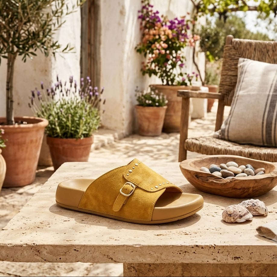 Sandales ouvertes pour femme avec boucle décorative – Confortables et décontractées