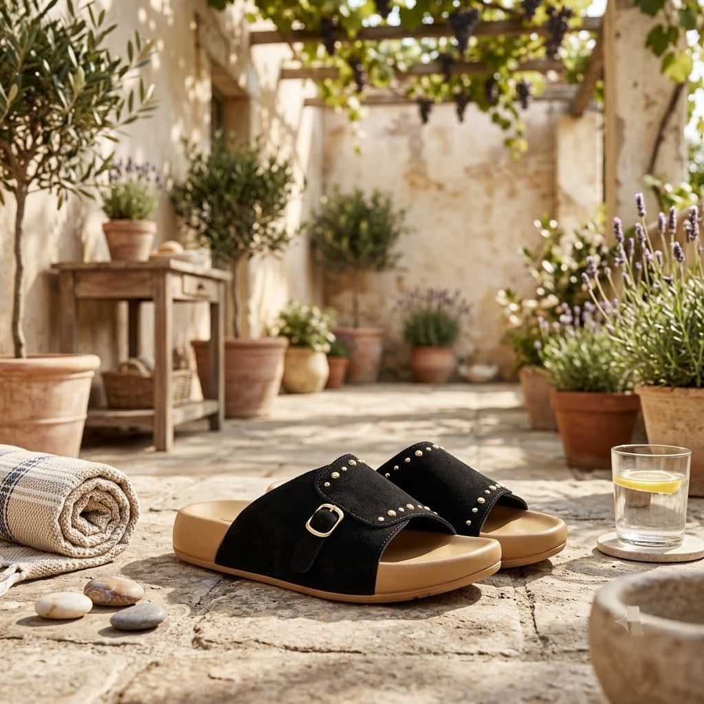 Sandales ouvertes pour femme avec boucle décorative – Confortables et décontractées