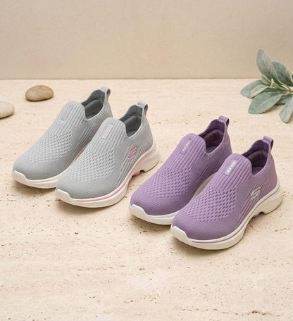 Baskets de marche respirantes sans lacets pour femme | Chaussures de course légères en tricot | Chaussures de sport décontractées à plateforme amortie | Baskets confortables et douces 