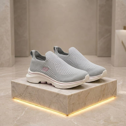 Baskets de marche respirantes sans lacets pour femme | Chaussures de course légères en tricot | Chaussures de sport décontractées à plateforme amortie | Baskets confortables et douces 