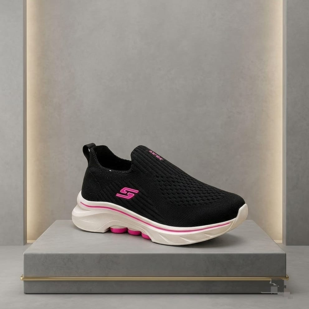 Baskets de marche respirantes sans lacets pour femme | Chaussures de course légères en tricot | Chaussures de sport décontractées à plateforme amortie | Baskets confortables et douces 
