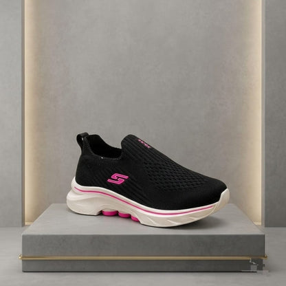 Baskets de marche respirantes sans lacets pour femme | Chaussures de course légères en tricot | Chaussures de sport décontractées à plateforme amortie | Baskets confortables et douces 