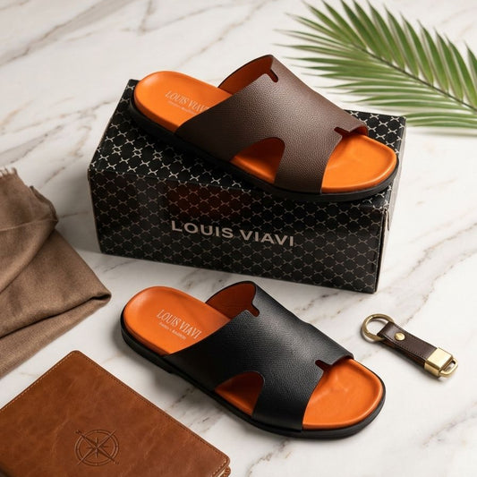 Luxury Comfort Men's Summer Slide Sandals – Premium Soft Leather Slip-On