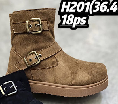 Women’s Buckle Ankle Boots – Stylish Comfort for Everyday Wear