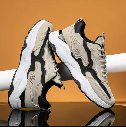 Chaussures Daddy à semelles épaisses tendance haut de gamme pour hommes - Baskets décontractées rehaussantes pour l'automne