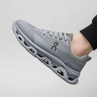 حذاء جري رجالي بتصميم بسيط، قابل للتنفس، منخفض القطع، نعل مطاطي غير قابل للانزلاق، قماش خفيف الوزن