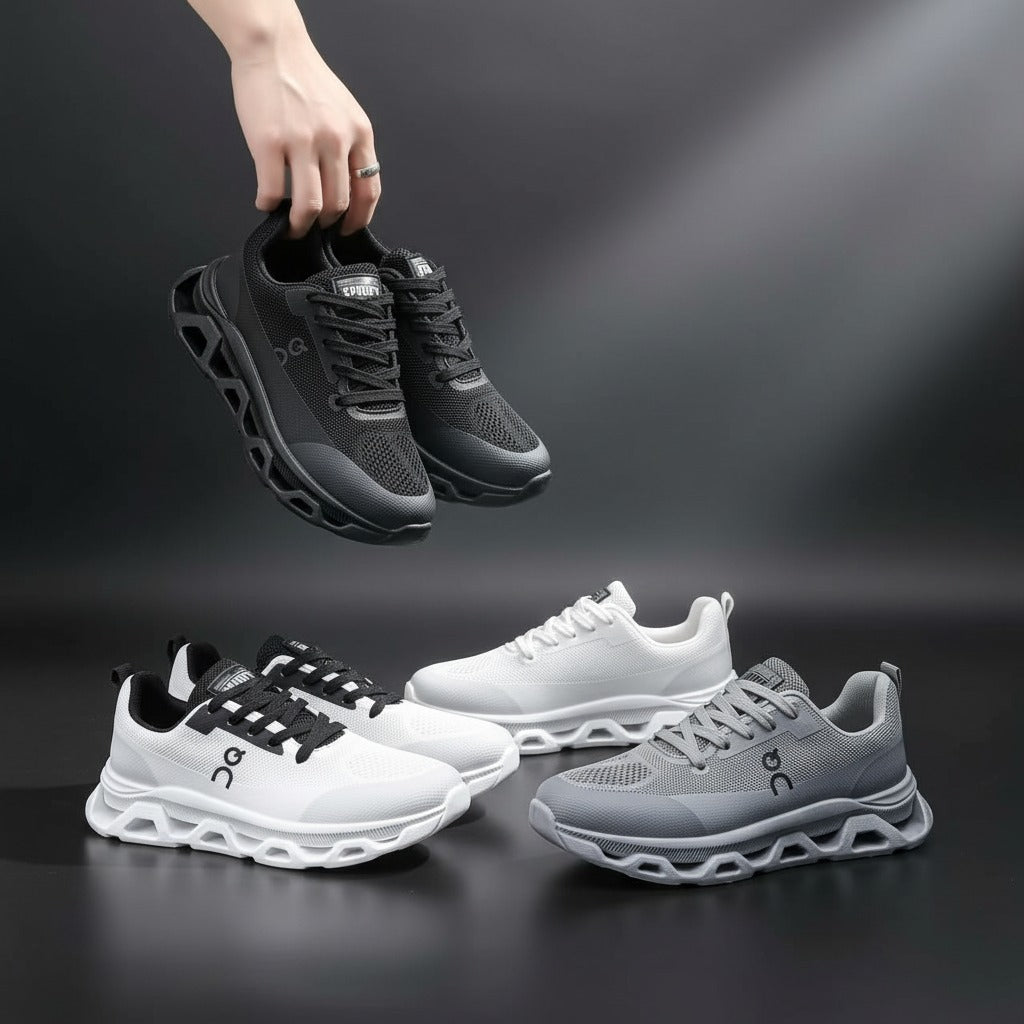 حذاء جري رجالي بتصميم بسيط، قابل للتنفس، منخفض القطع، نعل مطاطي غير قابل للانزلاق، قماش خفيف الوزن