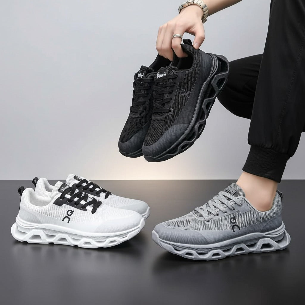 حذاء جري رجالي بتصميم بسيط، قابل للتنفس، منخفض القطع، نعل مطاطي غير قابل للانزلاق، قماش خفيف الوزن