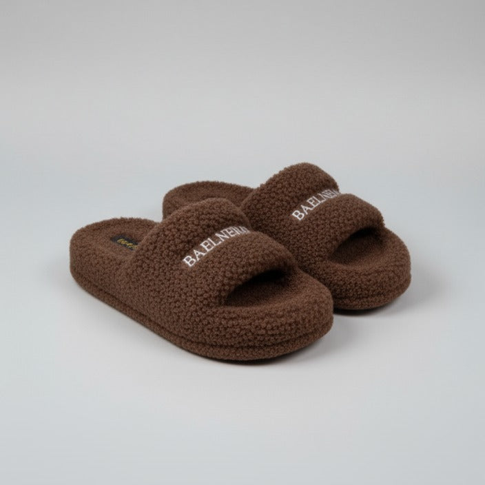 Teddy Fleece Slide Slippers: Warm Steps, Padded Footbed