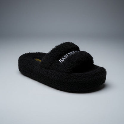 Teddy Fleece Slide Slippers: Warm Steps, Padded Footbed