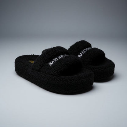 Teddy Fleece Slide Slippers: Warm Steps, Padded Footbed