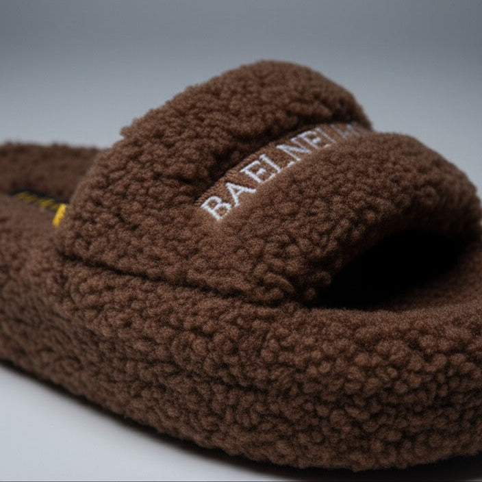Teddy Fleece Slide Slippers: Warm Steps, Padded Footbed