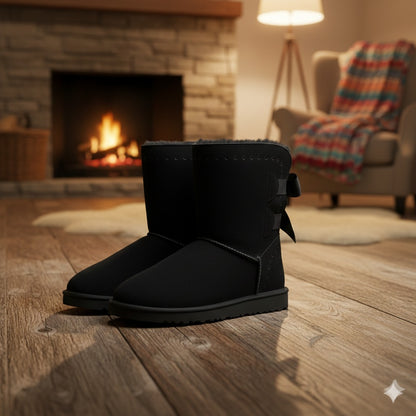 Women’s Cozy Winter Ankle Boots with Fur Lining & Bow Detail – Warm, Stylish & Comfortable