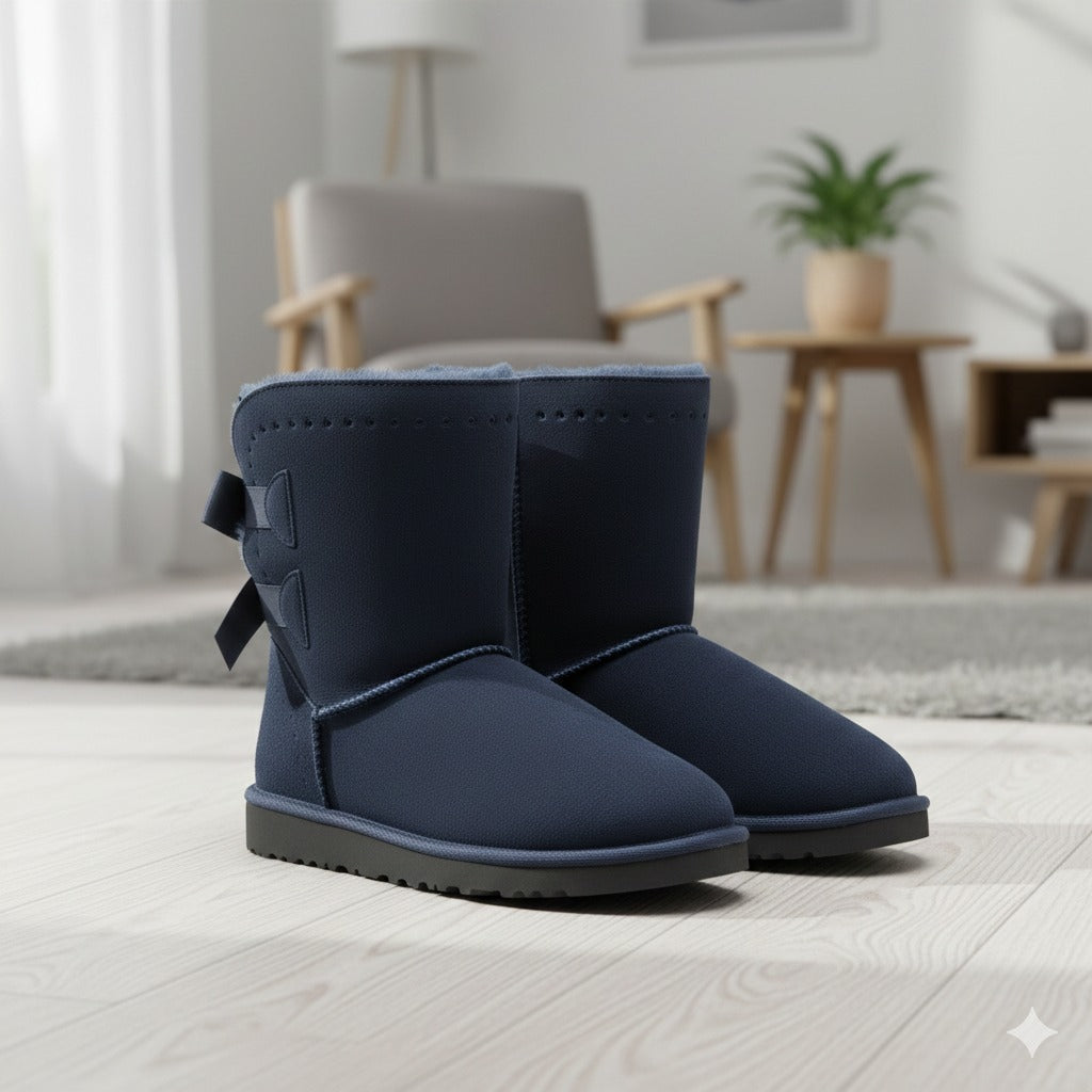 Women’s Cozy Winter Ankle Boots with Fur Lining & Bow Detail – Warm, Stylish & Comfortable