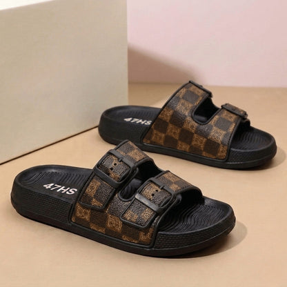 Sandales confort à double boucle pour homme – Chaussons d'été décontractés haut de gamme